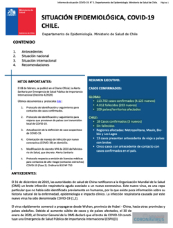 Informe I Situación Epidemiológica Covid 19 Chile.